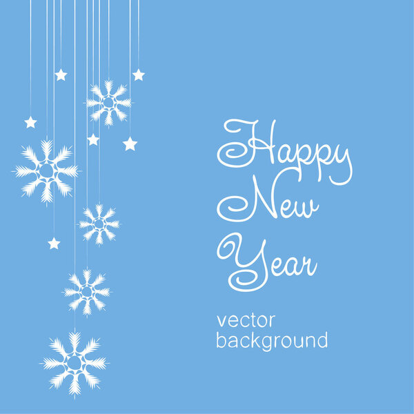 New Year vector greeting card, holiday background with snowflakes.  Christmas, abstract background