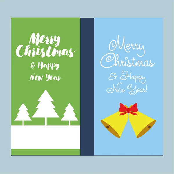 Merry Christmas Happy New Year Greeting Card — Stock Vector