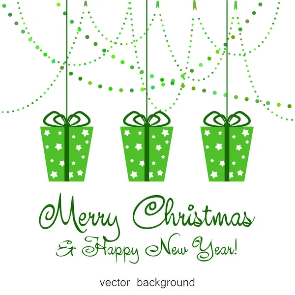 Πρωτοχρονιά Και Χριστούγεννα Ευχετήρια Κάρτα Δώρα Εικονογράφηση Διάνυσμα — Διανυσματικό Αρχείο