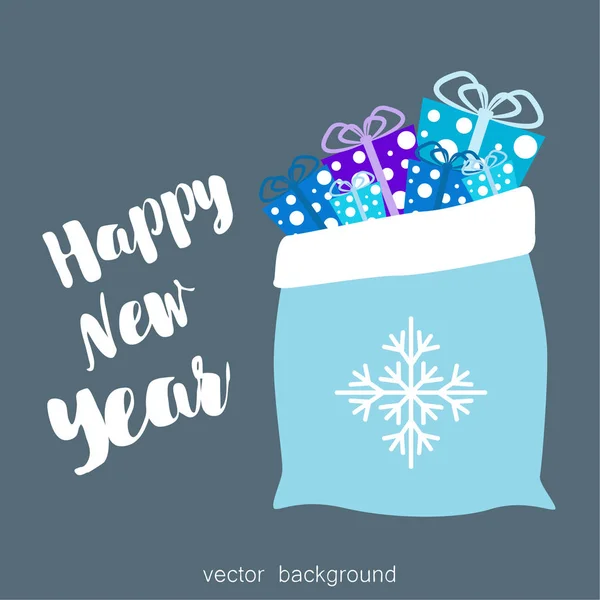 Přání Vánoční Dárky Vektorové Ilustrace Modrá Bílá — Stockový vektor