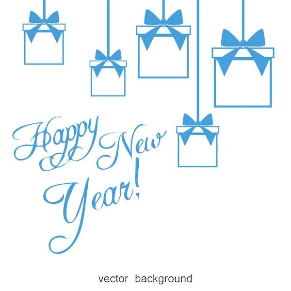 Greeting Card Christmas Gifts Vector Illustration Blue White — Stock Vector