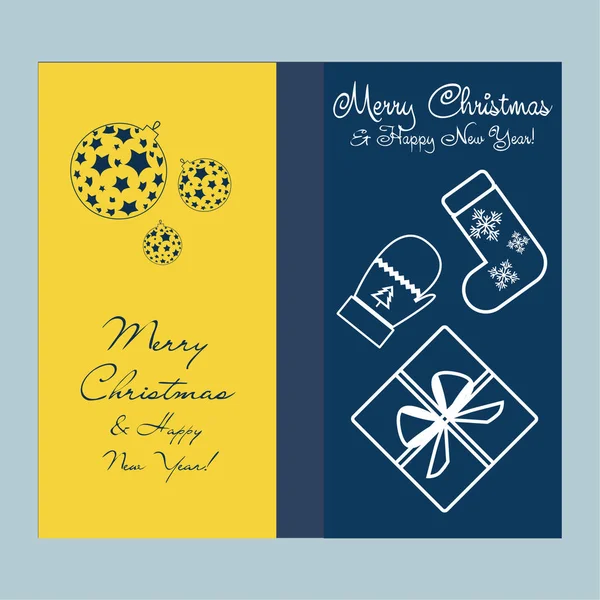 Merry Christmas Happy New Year Greeting Card — Stock Vector