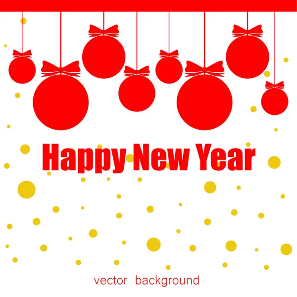 New Year Vector Greeting Card Holiday Background Christmas Balls Christmas — Stock Vector