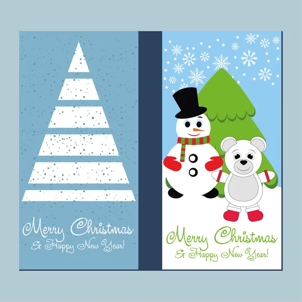 Merry Christmas Happy New Year Greeting Card — Stock Vector