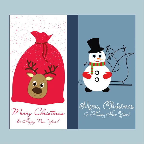 Merry Christmas Happy New Year Greeting Card — Stock Vector