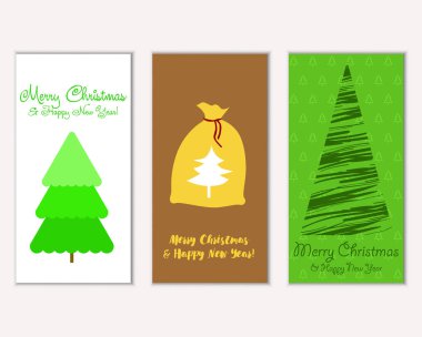 Mutlu Noeller ve mutlu yeni yıl tebrik kartları. Vektör çizim     