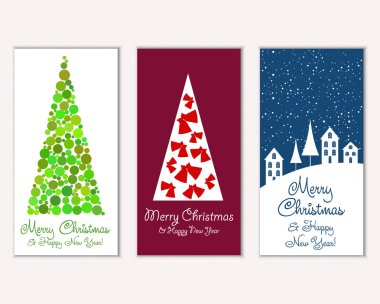 vektör çizim kış tatil tebrik kartları