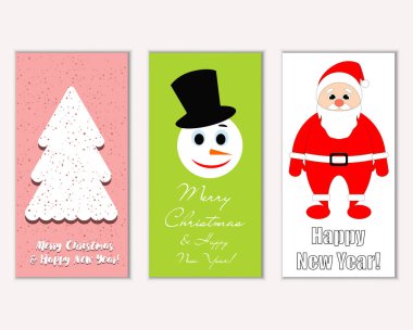 mutlu Noeller ve mutlu yeni yıl tebrik kartları vektör çizim       