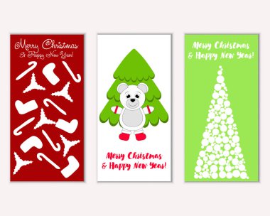 Mutlu Noeller ve mutlu yeni yıl tebrik kartları. Vektör çizim   