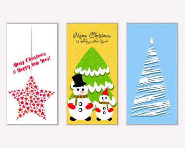 vektör çizim kış tatil tebrik kartları
