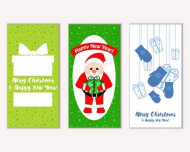 mutlu Noeller ve mutlu yeni yıl tebrik kartları vektör çizim     