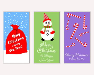 mutlu Noeller ve mutlu yeni yıl tebrik kartları vektör çizim