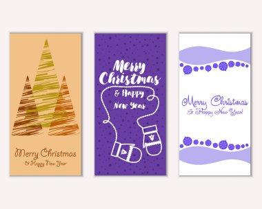 vektör çizim kış tatil tebrik kartları