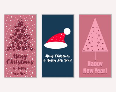 Renkli Noel kartları ile yeni yıl süslemeleri, illüstrasyon vektör