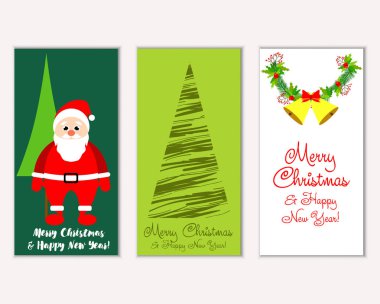 Mutlu Noeller ve mutlu yeni yıl tebrik kartları. Vektör çizim   