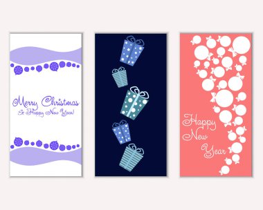 vektör çizim kış tatil tebrik kartları