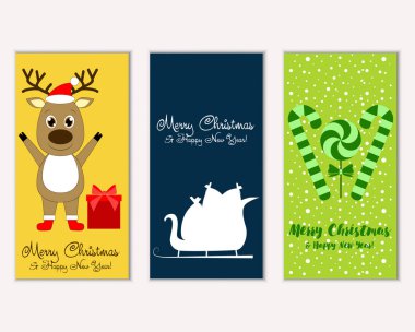 mutlu Noeller ve mutlu yeni yıl tebrik kartları vektör çizim