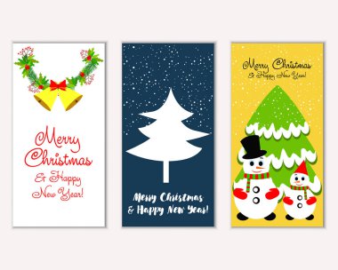 mutlu Noeller ve mutlu yeni yıl tebrik kartları vektör çizim