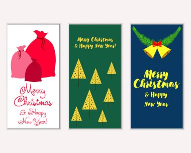 mutlu Noeller ve mutlu yeni yıl tebrik kartları vektör çizim       