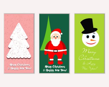 mutlu Noeller ve mutlu yeni yıl tebrik kartları vektör çizim       