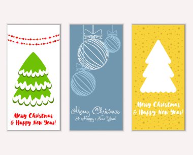 mutlu Noeller ve mutlu yeni yıl tebrik kartları vektör çizim