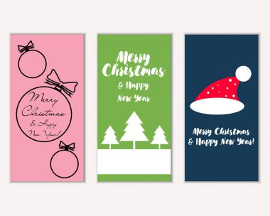 mutlu Noeller ve mutlu yeni yıl tebrik kartları vektör çizim