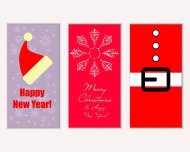 mutlu Noeller ve mutlu yeni yıl tebrik kartları vektör çizim   