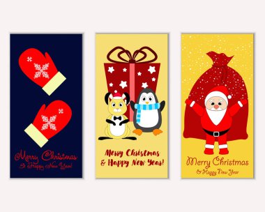 vektör çizim kış tatil tebrik kartları