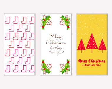 Mutlu Noeller ve mutlu yeni yıl tebrik kartları. Vektör çizim     