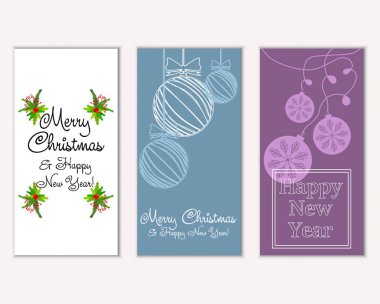 mutlu Noeller ve mutlu yeni yıl tebrik kartları vektör çizim