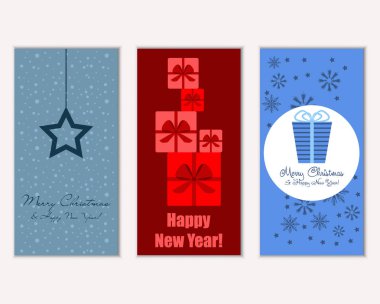 mutlu Noeller ve mutlu yeni yıl tebrik kartları vektör çizim      
