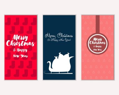 mutlu Noeller ve mutlu yeni yıl tebrik kartları vektör çizim