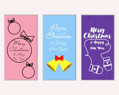 mutlu Noeller ve mutlu yeni yıl tebrik kartları vektör çizim