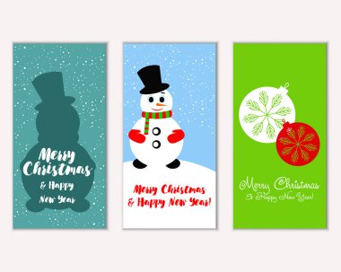mutlu Noeller ve mutlu yeni yıl tebrik kartları vektör çizim