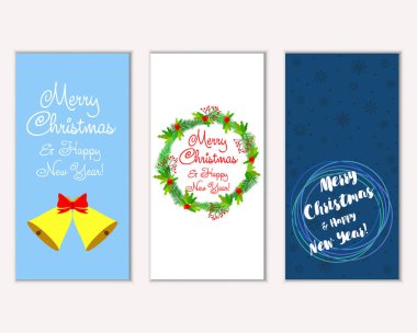 Renkli Noel kartları ile yeni yıl süslemeleri, illüstrasyon vektör