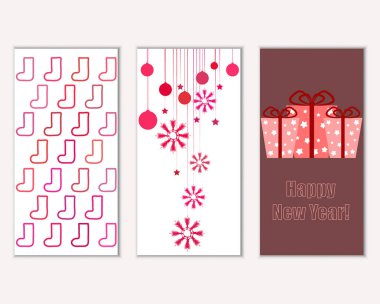 mutlu Noeller ve mutlu yeni yıl tebrik kartları vektör çizim     