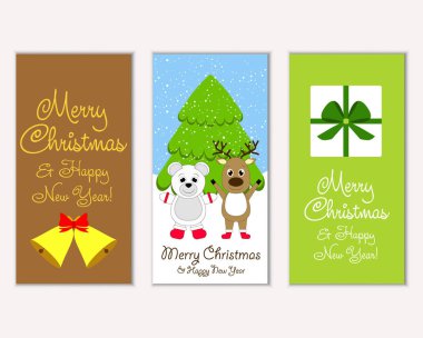 vektör çizim kış tatil tebrik kartları