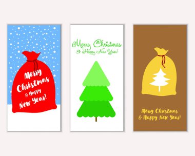 Mutlu Noeller ve mutlu yeni yıl tebrik kartları. Vektör çizim     