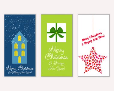 vektör çizim kış tatil tebrik kartları