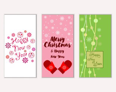 Renkli Noel kartları ile yeni yıl süslemeleri, illüstrasyon vektör