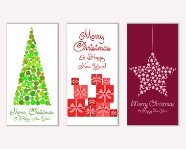 Mutlu Noeller ve mutlu yeni yıl tebrik kartları. Vektör çizim   