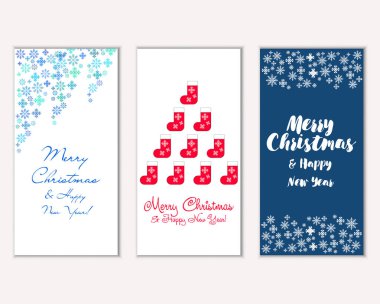 mutlu Noeller ve mutlu yeni yıl tebrik kartları vektör çizim