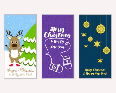 vektör çizim kış tatil tebrik kartları