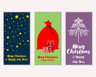 vektör çizim kış tatil tebrik kartları