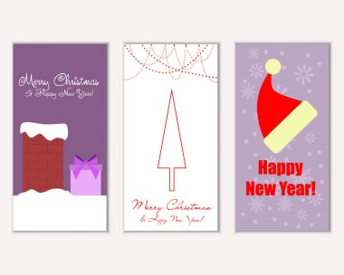 vektör çizim kış tatil tebrik kartları