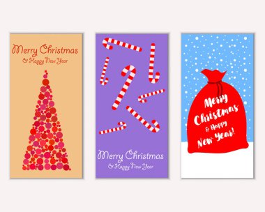 mutlu Noeller ve mutlu yeni yıl tebrik kartları vektör çizim