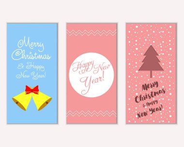 Renkli Noel kartları ile yeni yıl süslemeleri, illüstrasyon vektör