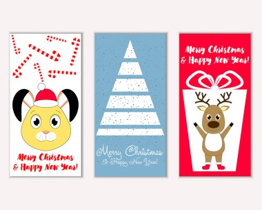 Renkli Noel kartları ile yeni yıl süslemeleri, illüstrasyon vektör