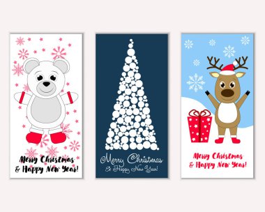 vektör çizim kış tatil tebrik kartları