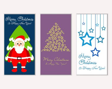 mutlu Noeller ve mutlu yeni yıl tebrik kartları vektör çizim